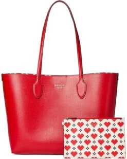 Kate Spade New York BLEECKER PIXEL HEARTS POP PRINT CROSSGRAIN LEATHER large tote | Handbags
