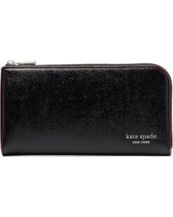 Kate Spade New York Devin Glitter Edge Shiny Saffiano Zip Around Continental Wallet | Bag and Travel Accessories
